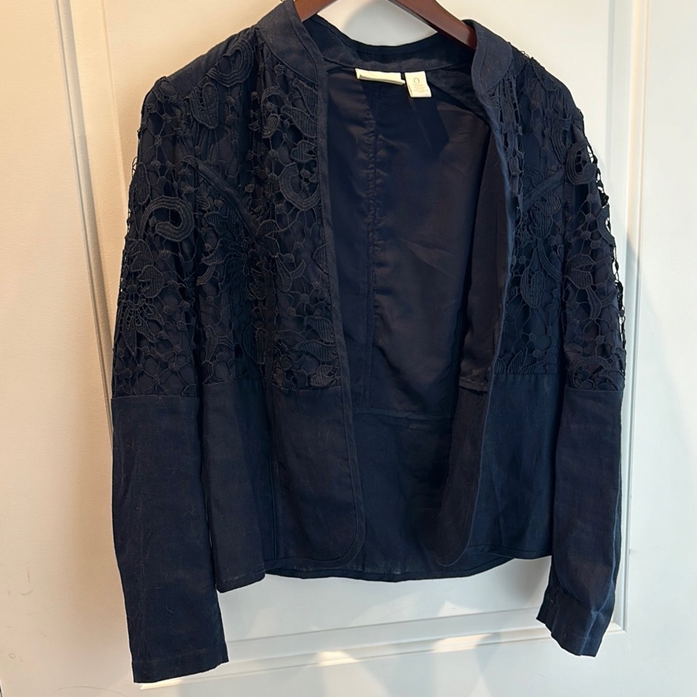 Chico’s Navy Lace chic Women's Linen Jacket